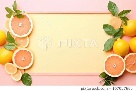 frame of citrus fruits for text. advertising for cosmetics. body care. 107037693