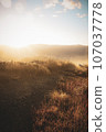 Early morning mountain climbing in autumn 107037778