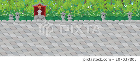 參道、神社、森林的景觀_橫版遊戲背景_無縫 參道、神社、森林的景觀_橫版遊戲背景_無縫 107037803