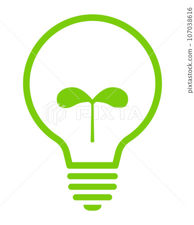 Eco icon of light bulb and sprout 107038616