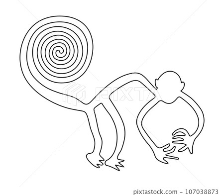 Geoglyph of the Monkey, The Nazca Lines, Nazca Desert, Peru Geoglyph of the Monkey, The Nazca Lines, Nazca Desert, Peru 107038873