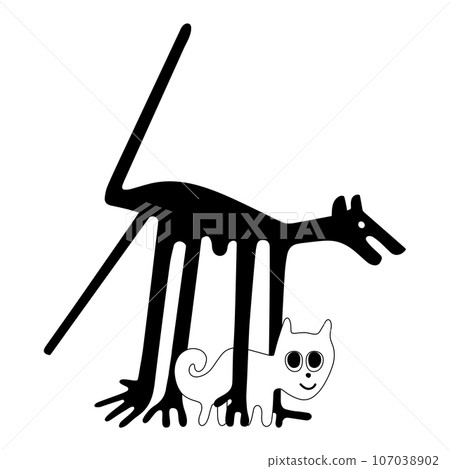 The dog and the cat - a paraphrase of the famous geoglyphs from Nazca 107038902