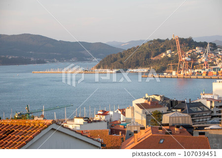 Landscape of Vigo at sunset hour 107039451