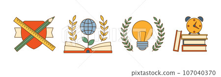 College and University Emblem and Badge Vector Set 107040370