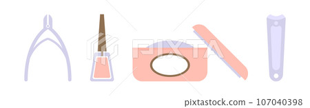 Pedicure Object and Tools for Nail Treatment Vector Set Pedicure Object and Tools for Nail Treatment Vector Set 107040398