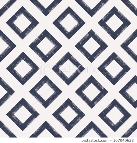 Grunge bold line rhombus, diamonds seamless pattern. Simple ink brush background. Grunge bold line rhombus, diamonds seamless pattern. Simple ink brush background. 107040628