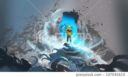 Blue portal on the mountain 107040819