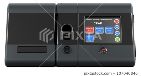 CPAP, Continuous Positive Airway Pressure, 3D rendering CPAP, Continuous Positive Airway Pressure, 3D rendering 107040846