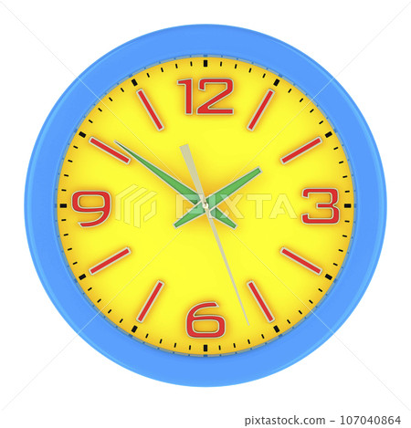 Wall clock closeup, front view. 3D rendering 107040864