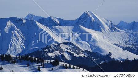 Mountain ranges seen from the Horneggli ski area, Switzerland. Mountain ranges seen from the Horneggli ski area, Switzerland. 107040890
