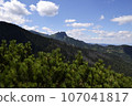 Stunning summer view in mountains Tatra Poland. Blue sky, pine trees, spruce trees, peak 107041817