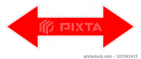 帶有白邊的雙向紅色箭頭 107042433