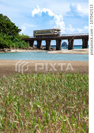 運行在宮崎縣日南市熊谷川大橋上的日南線 Kiha 40 107042515