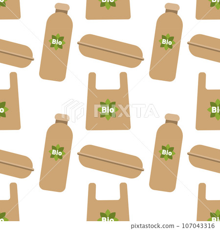 Pattern biodegradable packaging bag box container bottle. Ecology concept. 107043316
