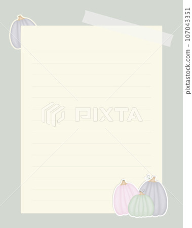 Blank template for notes, reminders, to-do list, with pumpkins. Scrapbooking, vintage collage. 107043351