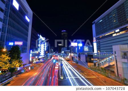 [Kanagawa Prefecture] Night view of Shin-Yokohama (Shin-Yokohama Street) 107043728