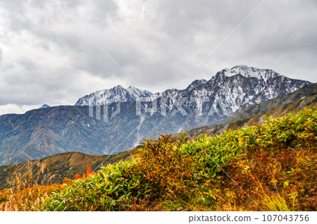 Mt. Goryu and Mt. Kashima Yarigatake seen from the Happo Alpine Line Grad Quad Lift Mt. Goryu and Mt. Kashima Yarigatake seen from the Happo Alpine Line Grad Quad Lift 107043756