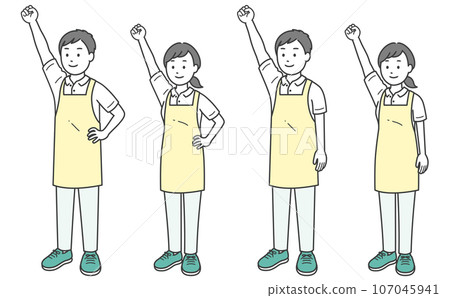 男性和女性護理人員用一隻手做拳頭泵 男性和女性護理人員用一隻手做拳頭泵 107045941