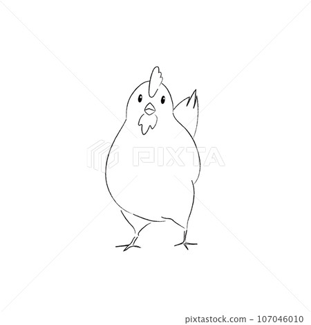 可愛的雞插圖單色線畫 107046010