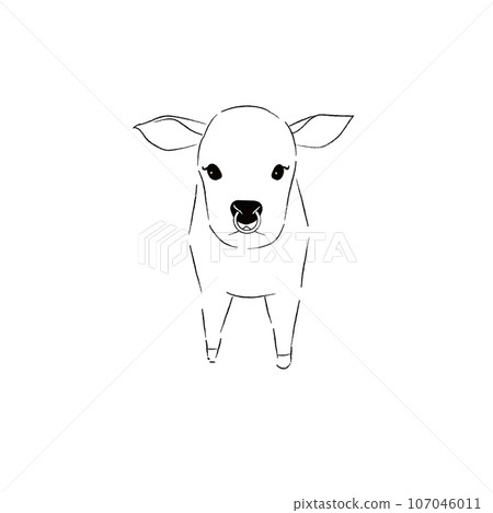 可愛的乳牛插圖單色線畫 107046011