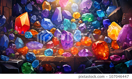 Many colorful raw stones "AI generated image" Many colorful raw stones "AI generated image" 107046447