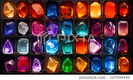 Many colorful raw stones "AI generated image" 107046449