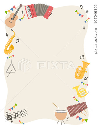 Background material frame using illustrations of musical instruments 107046503