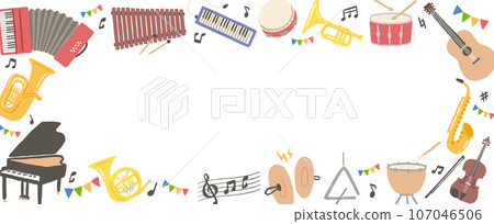Background material frame using illustrations of musical instruments 107046506