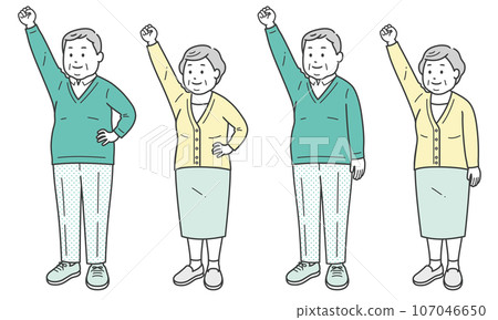 老年超重男女做膽量對角姿勢 老年超重男女做膽量對角姿勢 107046650