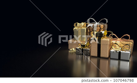 The gift box on black background 3d rendering The gift box on black background 3d rendering 107046798