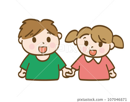 男孩和女孩幸福地牽著手_小學生_幼兒 男孩和女孩幸福地牽著手_小學生_幼兒 107046871