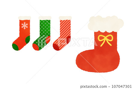 聖誕襪水彩風格插畫 107047301