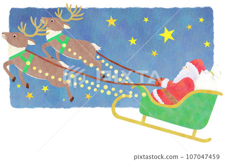 聖誕夜和聖誕老人雪橇明信片模板複製空間 107047459