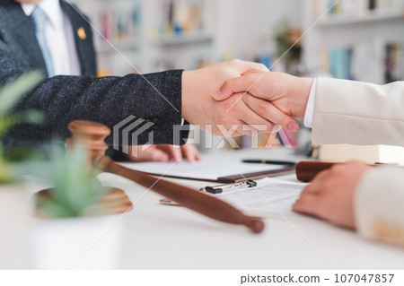 Legal experts shaking hands 107047857