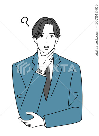有疑問的男性辦公室職員 107048409