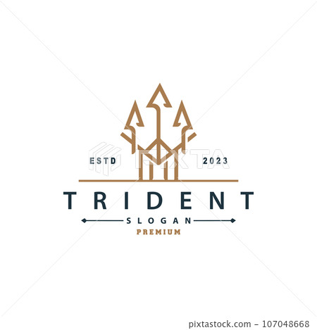 Neptune Poseidon Trident Logo, Spear Simple Vintage Template Design Neptune Poseidon Trident Logo, Spear Simple Vintage Template Design 107048668