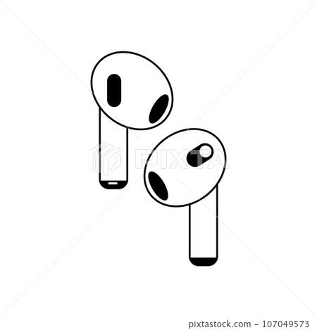 Wireless airpods pair vector icon, ear buds headphone sign isolated white background 107049573