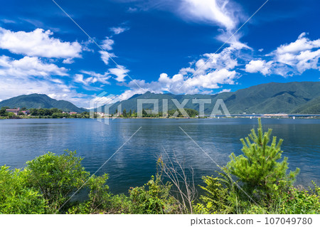 【山梨縣】河口湖，夏季湖景 107049780