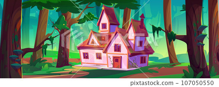 Cozy house in magic summer forest 107050550