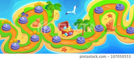 Tropical island map for game level interface 107050553