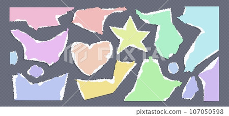 Realistic set of color paper pieces for collage Realistic set of color paper pieces for collage 107050598