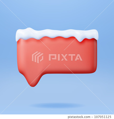 3D Christmas Speech Bubble with Snow 107051125