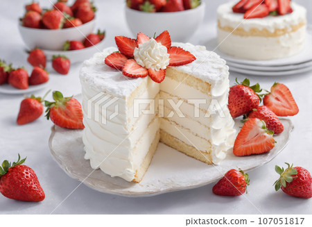 花朵圖案草莓蛋糕 107051817