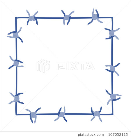Square barbed wire fence barrier frame illustration 107052115