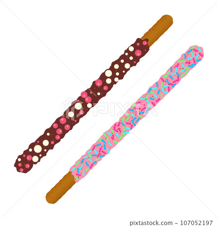 Frosted chocolate chip cookie sticks in sprinkles 107052197