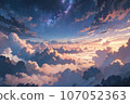 雲之上的天空和雲海，黎明，黎明 107052363