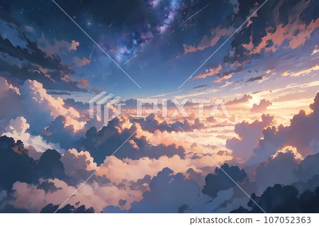 The sky above the clouds and the sea of clouds, dawn, dawn 107052363