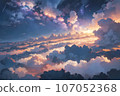 雲之上的天空和雲海，黎明，黎明 107052368