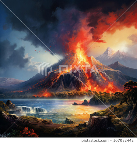 Volcano eruption. Generative AI 107052442