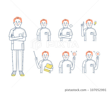 Facial expression of a male medical worker_i-C variation set Facial expression of a male medical worker_i-C variation set 107052991